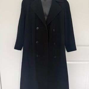 VINTAGE Heritage Toronto CASHMERE & WOOL Black Double-Breasted Women's Long Coat